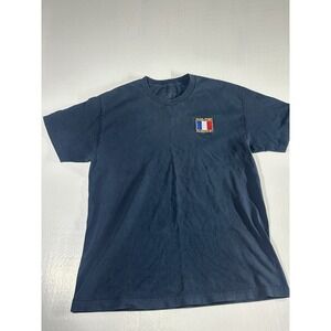Pass~Port Navy T-Shirt French Flag Logo Heavyweight Cotton Skate Tee Large
